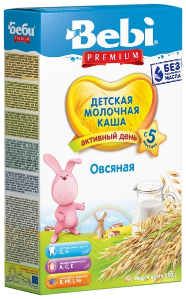 Молочна каша Bebi Premium вівсяна, 250 г - Pampik