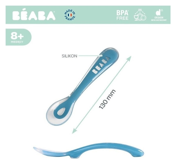 Силіконова ергономічна ложка Beaba Babycook 2, синій (913426) - Pampik - 3