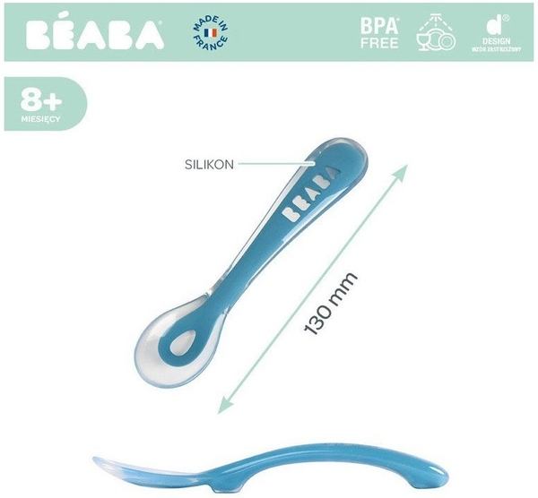 Силіконова ергономічна ложка Beaba Babycook, синій (913381) - Pampik - 3