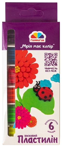 Набор воскового пластилина Гамма.ua Творчество, флуоресцентные, 6 цветов (400304) - Pampik