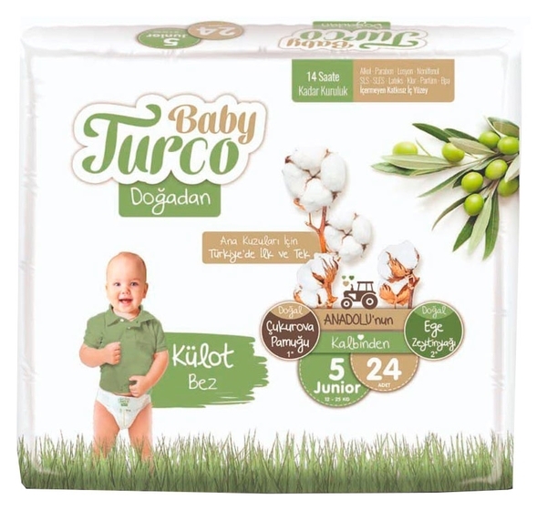 Підгузки дитячі Baby Turco 5 Junior (12-25 кг), 24 шт. - Pampik