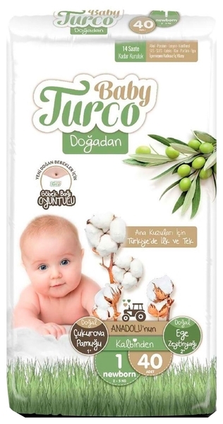 Підгузки дитячі Baby Turco 1 Newborn (2-5 кг), 40 шт. - Pampik