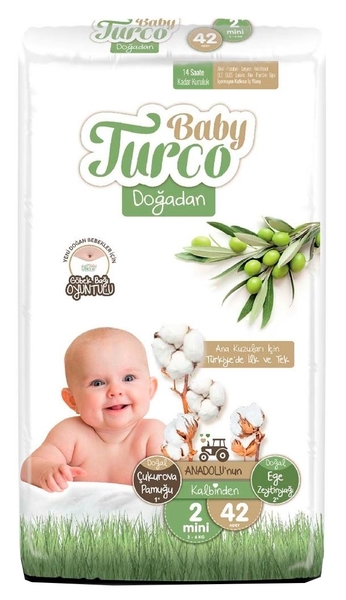 Підгузки дитячі Baby Turco 2 Mini (3-6 кг), 42 шт. - Pampik