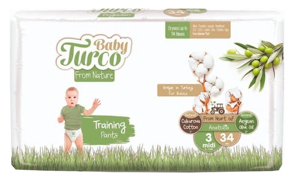 Підгузки-трусики дитячі Baby Turco 3 Midi (5-9 кг), 34 шт. - Pampik