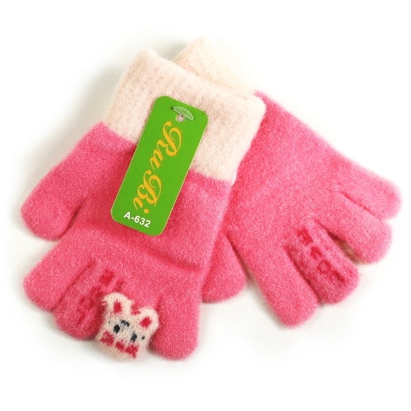 Рукавички Ru Bi Зайка, акрил, р.S (1-3 роки), рожевий (А-632) - Pampik