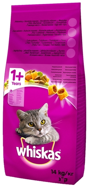 Сухий корм для дорослих котів Whiskas з яловичиною, 14 кг - Pampik