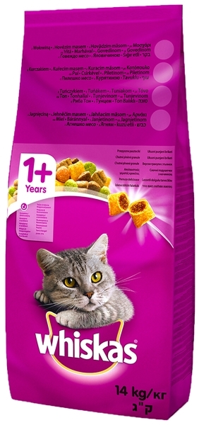 Сухой корм для взрослых котов Whiskas с тунцом, 14 кг - Pampik