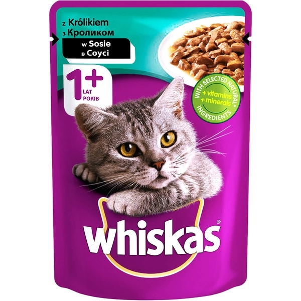 Вологий корм для котів Whiskas із кроликом, в соусі, 100 г - Pampik
