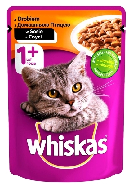 Вологий корм для котів Whiskas з домашнім птахом, в соусі, 100 г - Pampik