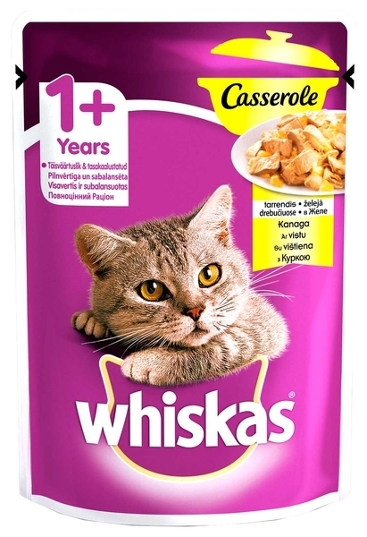 Вологий корм Whiskas Casserole для котів, з куркою в желе, 85 г - Pampik