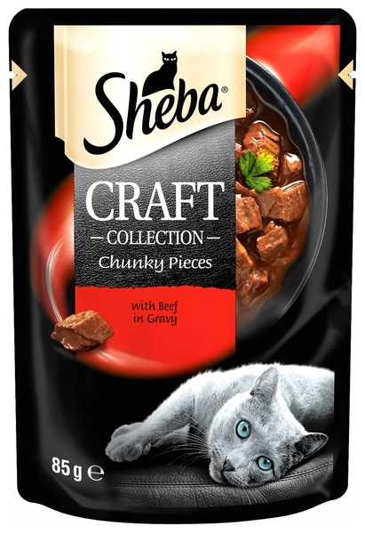 Вологий корм Sheba Craft Collection Chunky Pieces Beef, для кішок, з яловичиною в соусі, 85 г - Pampik