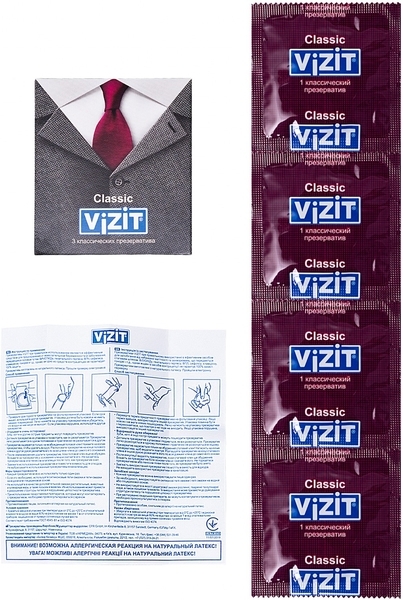 Презервативи латексні Vizit Classic, класичні, 3 шт. - Pampik - 9