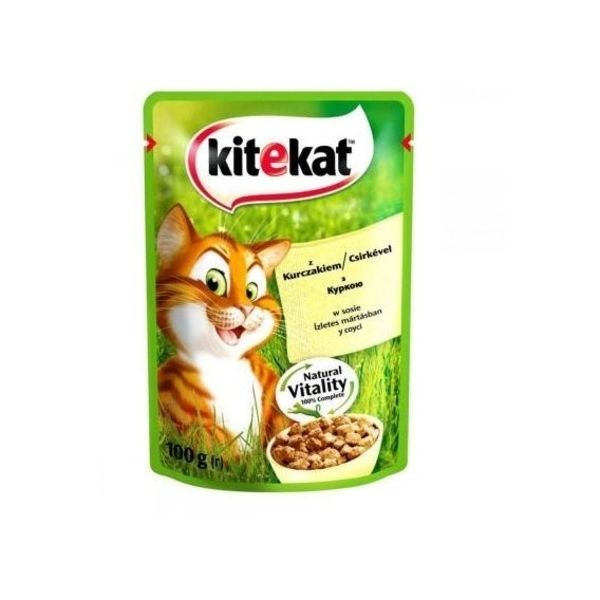 Вологий корм для дорослих котів Kitekat Natural Vitality Курка в соусі, 100 г - Pampik
