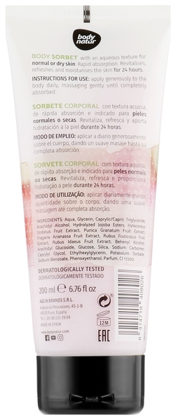 Крем-сорбет для тіла Body Natur Body Sorbet Red Fruits Pomegranate and Dragon Fruit, 200 мл - Pampik - 2