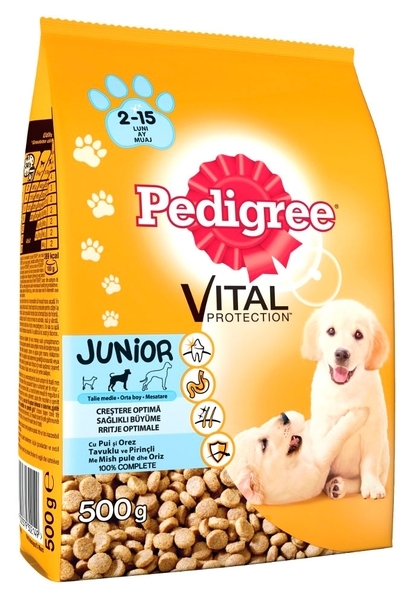 Сухий корм Pedigree Junior для цуценят, курка та рис, 500 г - Pampik