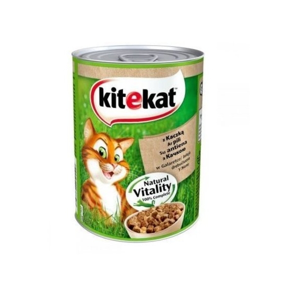 Вологий корм для дорослих кішок Kitekat Natural Vitality з качкою в желе, 400 г - Pampik