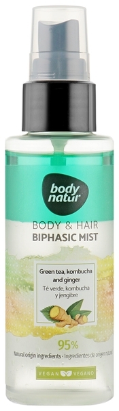 Універсальний міст для тіла і волосся Body Natur Body and Hair Mist Green tea Kombucha and Ginger, 100 мл - Pampik
