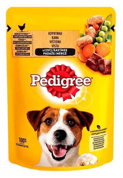 Вологий корм Pedigree для собак, курятина в соусі, 100г - Pampik
