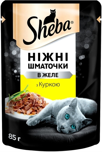 Вологий корм Sheba Delikatesse in Gelee, для кішок, з куркою в желе, 85 г - Pampik