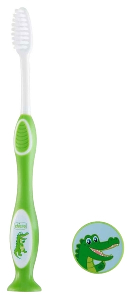 Дитяча зубна щітка для молочних зубів Chicco Крокодил, 3-6 років, зелений - Pampik