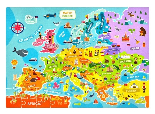 Пазл DoDo Карта Європи, англ. мова, 100 шт. (300124) - Pampik - 2