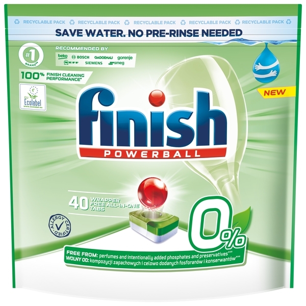 Таблетки для посудомоечных машин Finish Power All in One, 0%, 40 шт. - Pampik