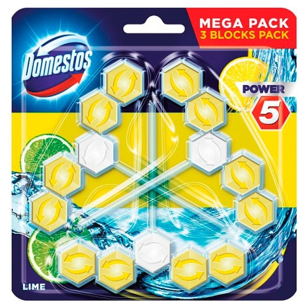 Туалетный блок для унитаза Domestos Power 5 Свежесть лайма, 55 г - Pampik