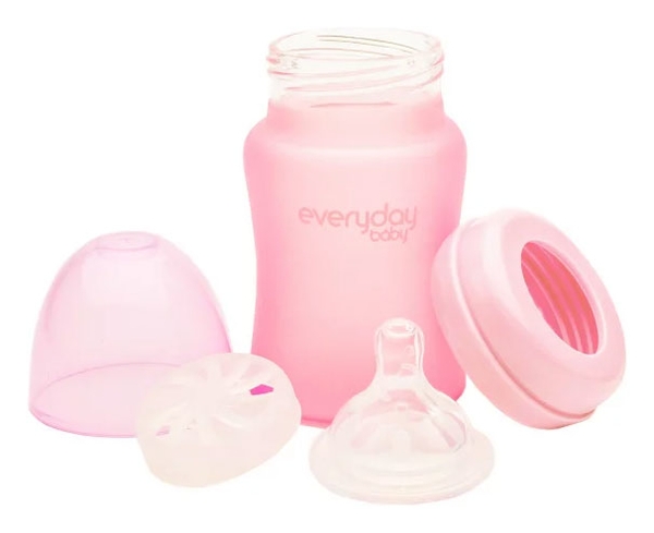 Скляна пляшка для годування Everyday Baby із силіконовим захистом, 150 мл, м'ятний (10207) - Pampik - 3