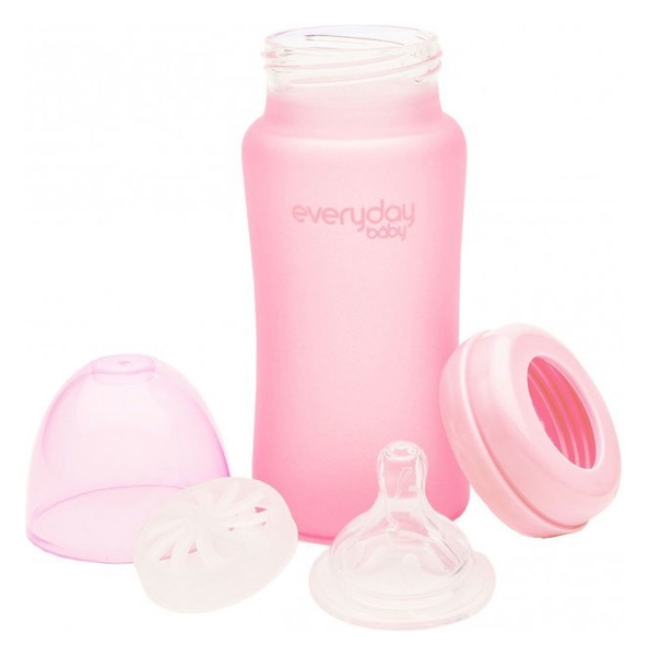 Скляна пляшка для годування Everyday Baby із силіконовим захистом, 240 мл, м'ятний (10227) - Pampik - 3