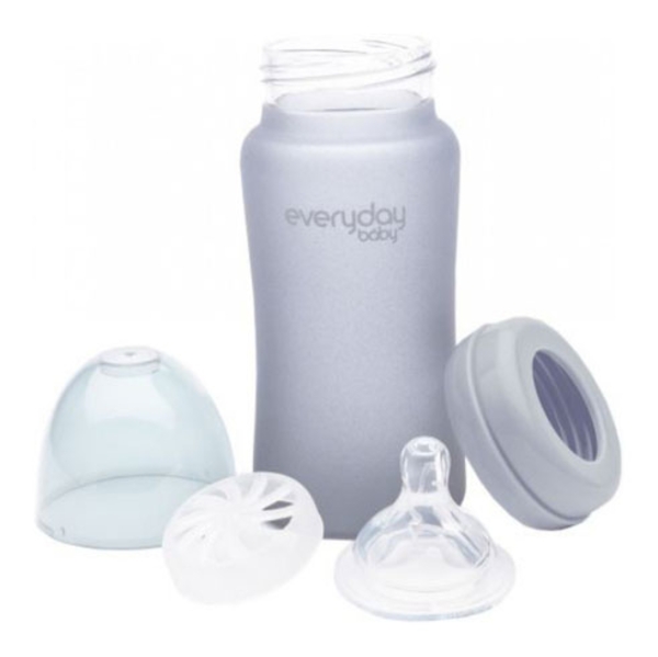 Скляна пляшка для годування Everyday Baby із силіконовим захистом, 240 мл, рожевий (10228) - Pampik - 3