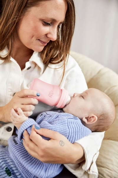 Скляна пляшка для годування Everyday Baby із силіконовим захистом, 150 мл, м'ятний (10207) - Pampik - 7