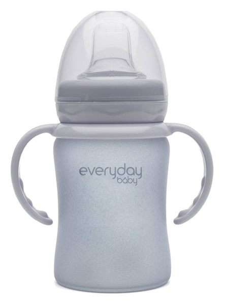 Скляний дитячий поїльник Everyday Baby з силіконовим захистом, 150 мл, світло-сірий (10311) - Pampik