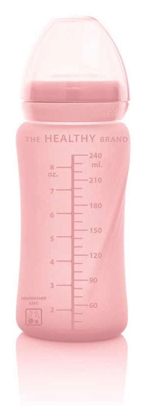 Стеклянная бутылочка Everyday Baby с трубочкой для питья и силиконовой защитой, 240 мл, розовый (10384) - Pampik - 4