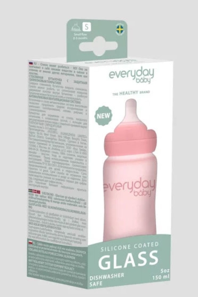 Скляна пляшка для годування Everyday Baby із силіконовим захистом, 150 мл, м'ятний (10207) - Pampik - 5