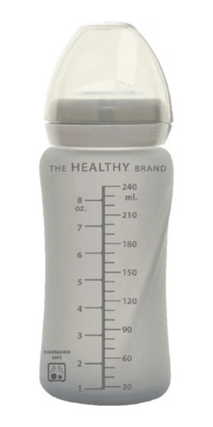 Скляна пляшка Everyday Baby з трубочкою для пиття і силіконовим захистом, 240 мл, світло-сірий (10387) - Pampik - 4