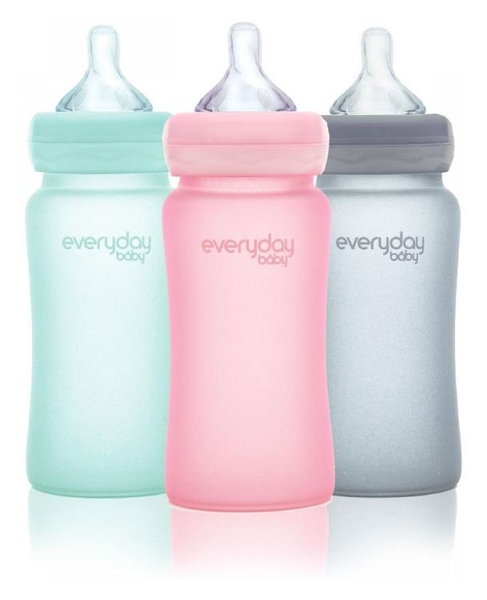 Скляна пляшка для годування Everyday Baby із силіконовим захистом, 240 мл, рожевий (10228) - Pampik - 5
