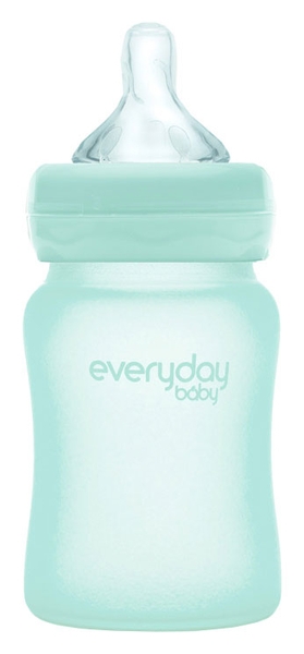 Скляна пляшечка для годування Everyday Baby із силіконовим захистом, 150 мл, м'ятний (10207) - Pampik - 2