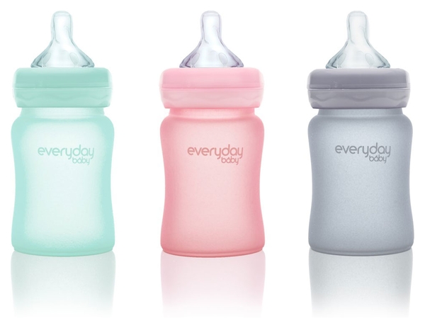 Скляна пляшка для годування Everyday Baby із силіконовим захистом, 150 мл, рожевий (10208) - Pampik - 4