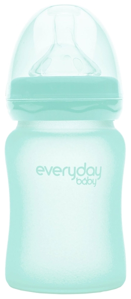 Скляна пляшечка для годування Everyday Baby із силіконовим захистом, 150 мл, м'ятний (10207) - Pampik