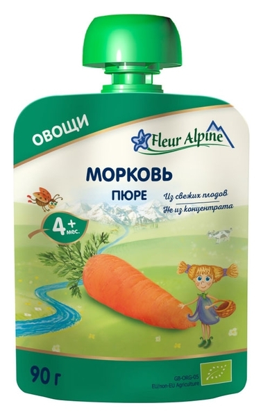 Овочеве пюре Fleur Alpine Органік Морква, 90 г - Pampik