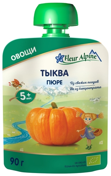 Овочеве пюре Fleur Alpine Органік Гарбуз, 90 г - Pampik