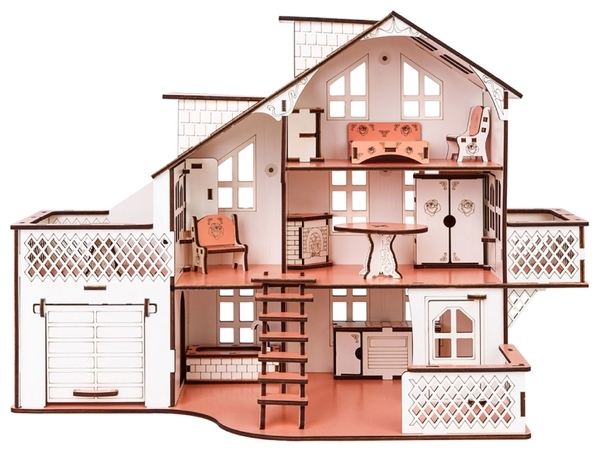 Ляльковий будинок GoodPlay, з гаражем і підсвічуванням, рожевий (B011) - Pampik - 6