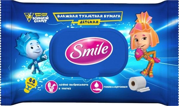 Вологий туалетний папір Smile Фіксики, 44 шт. - Pampik