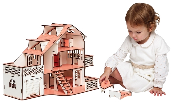 Ляльковий будинок GoodPlay, з гаражем і підсвічуванням, рожевий (B011) - Pampik - 9