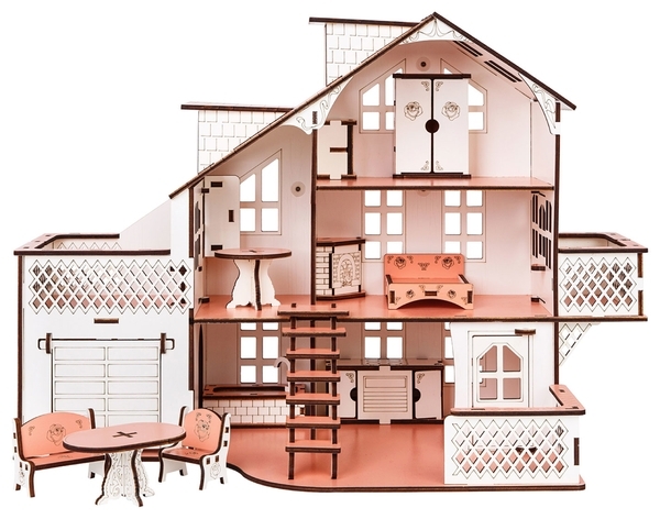 Ляльковий будинок GoodPlay, з гаражем і підсвічуванням, рожевий (B011) - Pampik - 3