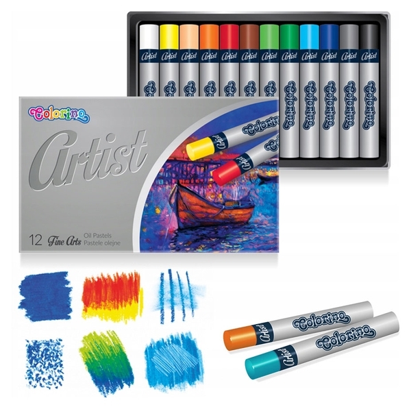 Карандаши пастельные Colorino Рremium Artist, на масляной основе, круглые, в пластиковом контейнере, 12 цветов (65702PTR) - Pampik - 2