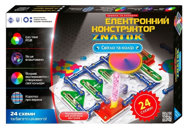 Конструктор Znatok Світло і колір, 24 схеми, укр. мова (70799) - Pampik