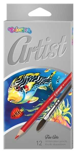 Карандаши акварельные Colorino Рremium Artist, с кисточкой, 12 цветов (65528PTR) - Pampik