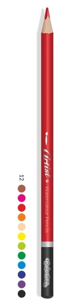 Карандаши акварельные Colorino Рremium Artist, с кисточкой, 12 цветов (65528PTR) - Pampik - 2