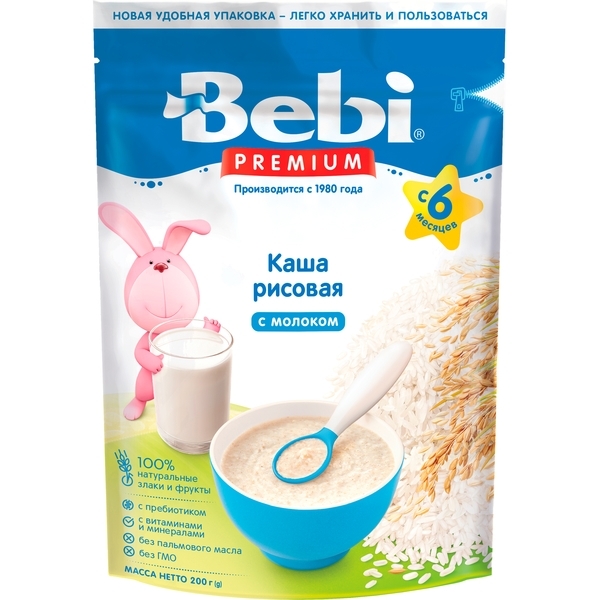 Молочная каша Bebi Premium Рисовая, 200 г - Pampik